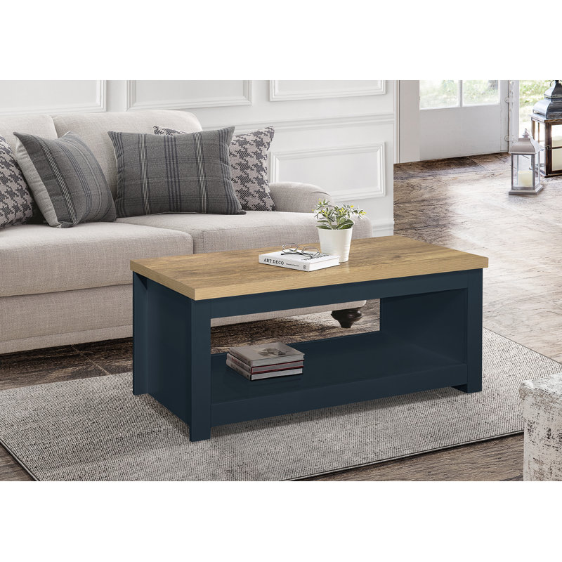 Napanoch Sled Coffee Table with Storage, Navy Blue