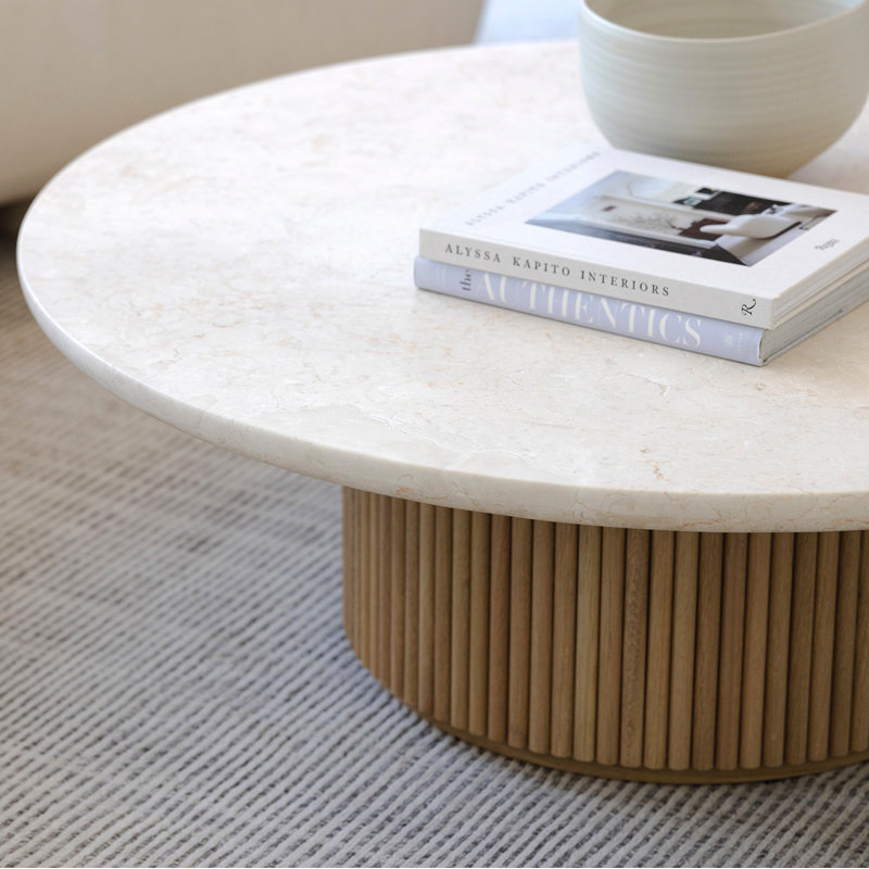 Laurel Marble Cocktail Table, 16" H x 60" L x 60" W