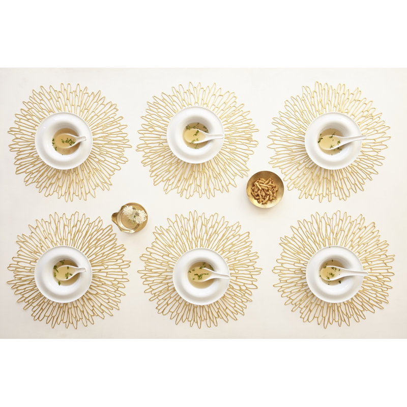 Bloom Vinyl Solid Colour Round Placemat, Gilded