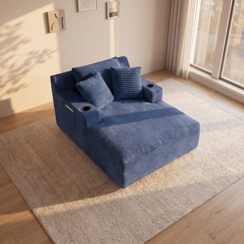 Très grande méridienne intérieure, aucun assemblage requis, canapé-lit moderne pour le bureau du salon, Bleu