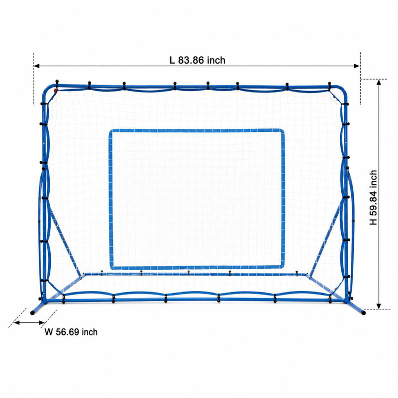 Filet d'entraînement de football réglable de 2,13 m x 1,52 m avec cadre en fer et rebondeur en PE pour l'entraînement multisports dans le jardin
