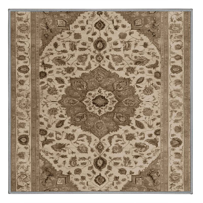 Tapis gris Tabriz lavable à la machine, Carré 6 pi