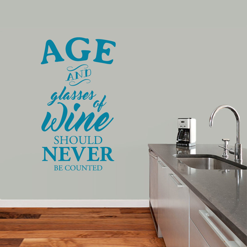 Adhésif décoratif âge et verres de vin, Bleu sarcelle