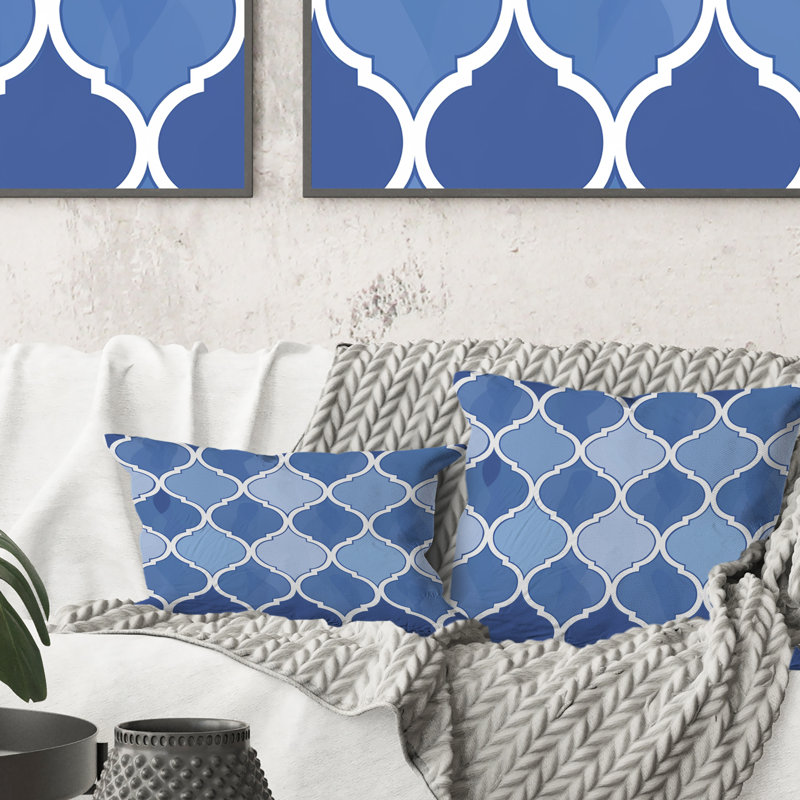 Coussin lombaire bleu Modern Trellis VI - Modern