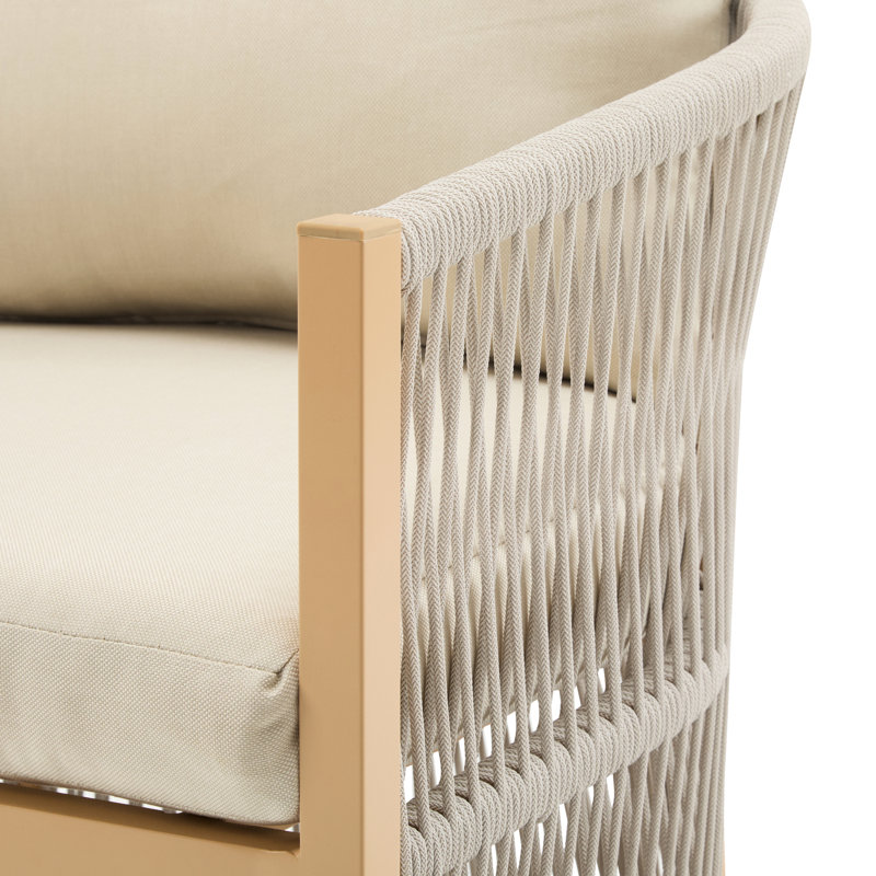 Méridienne contemporaine en aluminium beige avec coussins et pour l'extérieur et l'intérieur, Beige, Naturel