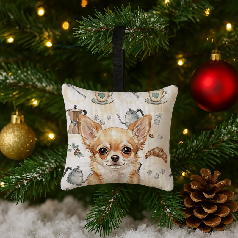 Ornement carré en tissu fauve Chihuahua, Chihuahua fauve