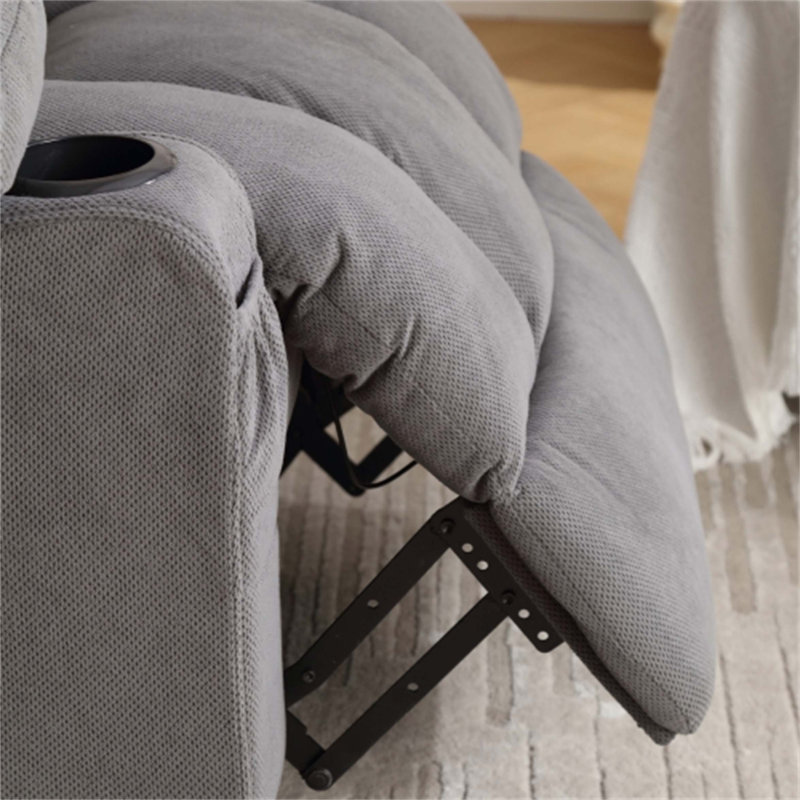 Swivel Recliner Chair with USB and 2 cup holders, Grey