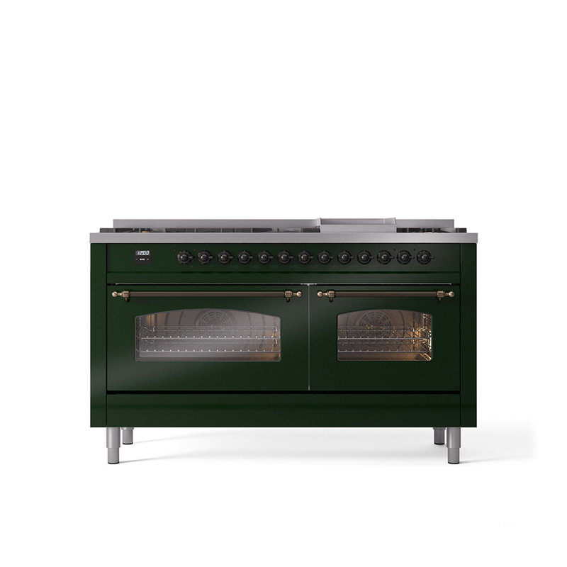 ILVE Nostalgie II 60 Dual Fuel Range, 9 Burners, Griddle, Graphite Matte/Copper, Natural Gas