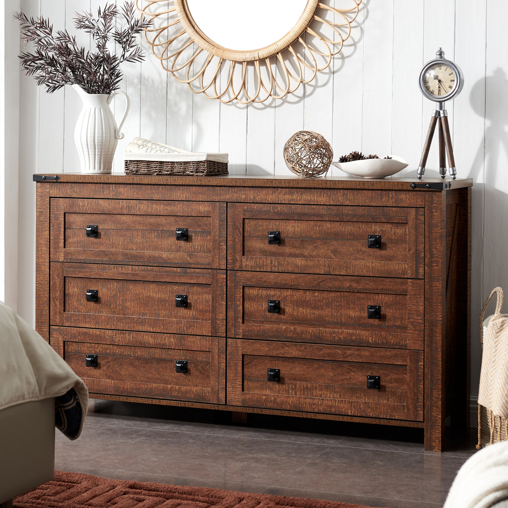 farmhouse dresser Farmhouse Style Reclaimed Wood 72 in. Long 8-Drawers Bedroom Dresser main image 1
