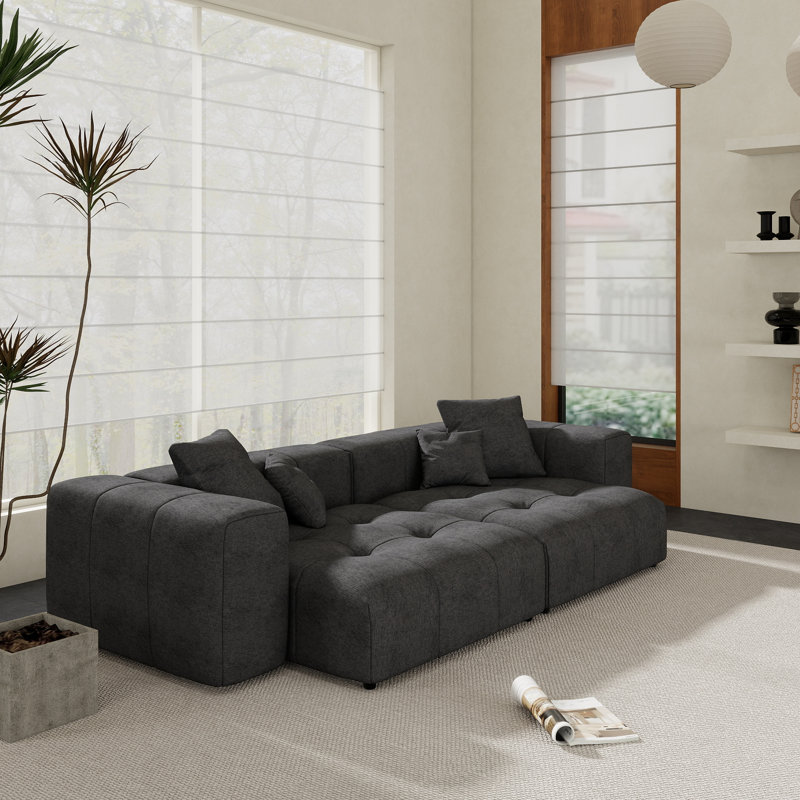 Canapé modulaire en tissu de lin 2 pièces Kay Crumley, Noir