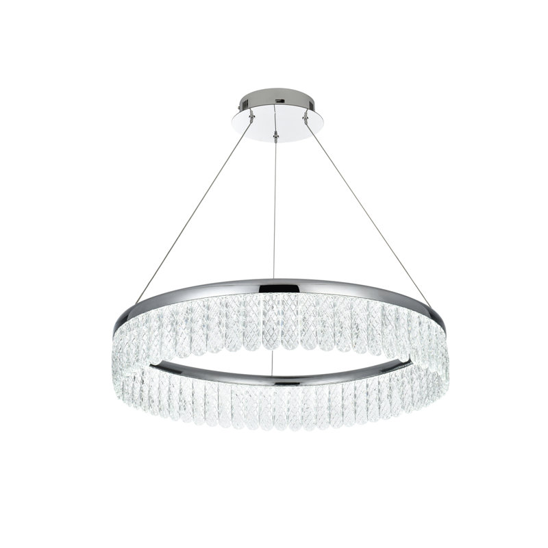 Lustre rond à DEL Yiana, Chrome, H 4,5 po x l 24 po x P 24 po