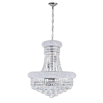 Andres Crystal 18" Chrome Chandelier for Dining Rooms Living Rooms Staircases Foyers, 8-Light with E12 Bulb Base