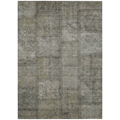 Tapis intérieur / extérieur taupe 9 pi x 12 pi brun et beige