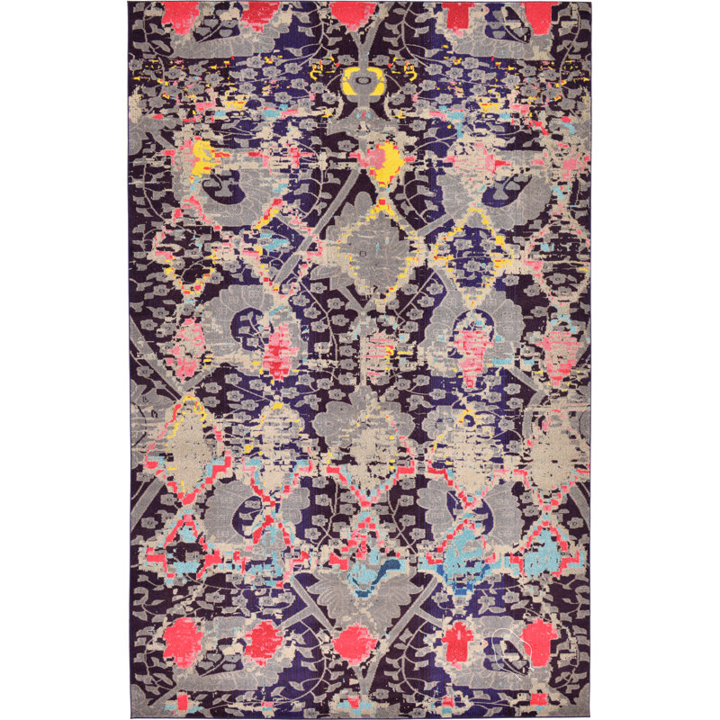 Tapis mauve / rouge Lonniet, Rectangle 10 pi 6 po x 16 pi 5 po