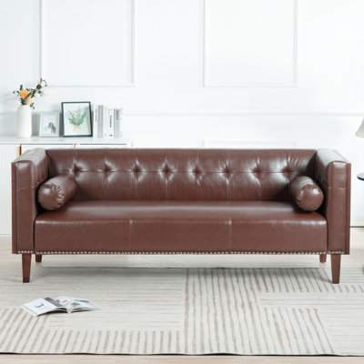 JemmerioModern 78.83'' Rolled Arm Sofa Faux Leather Sofa -  Latitude RunÂ®, F8961D4090014AC09D40DC403D371E03