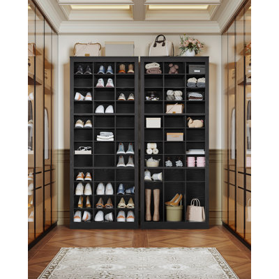 Darlington Shoe Storage Cabinet, 36 Pairs Free Standing Closet Organizer, 8.8 inch Widened Cell Wood Shoe Organizer, 12 Tiers Vertical Space Saving Shoe Rack for Entryway, Bedroom