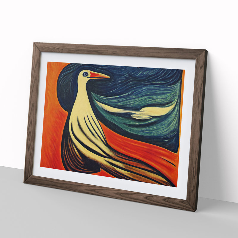 Ethereal Bird Abstract - Framed Print, 34cm H x 46cm W x 2cm D, Walnut