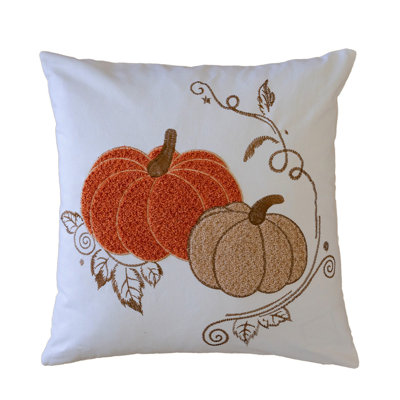 Coussin en coton citrouille brodé - Coussin décoratif Autumn Harvest