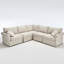 Canapé modulaire convertible de 5 places en forme de L beige recouvert de tissu doux et de fabrication en forme de canapé, coussins réversibles à accoudoirs roulés mi-moelleux-806399307