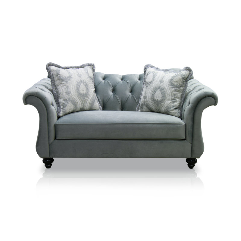 Causeuse traditionnelle Bate en moka clair, 100 % lin gris