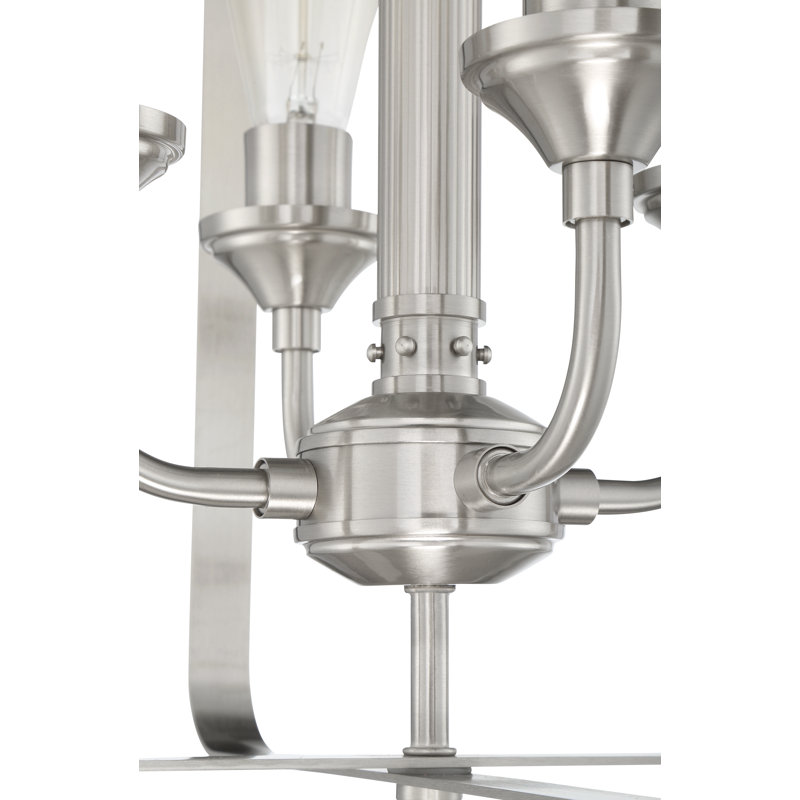 Luminaire suspendu lanterne 4 lumières Upney, Nickel poli brossé