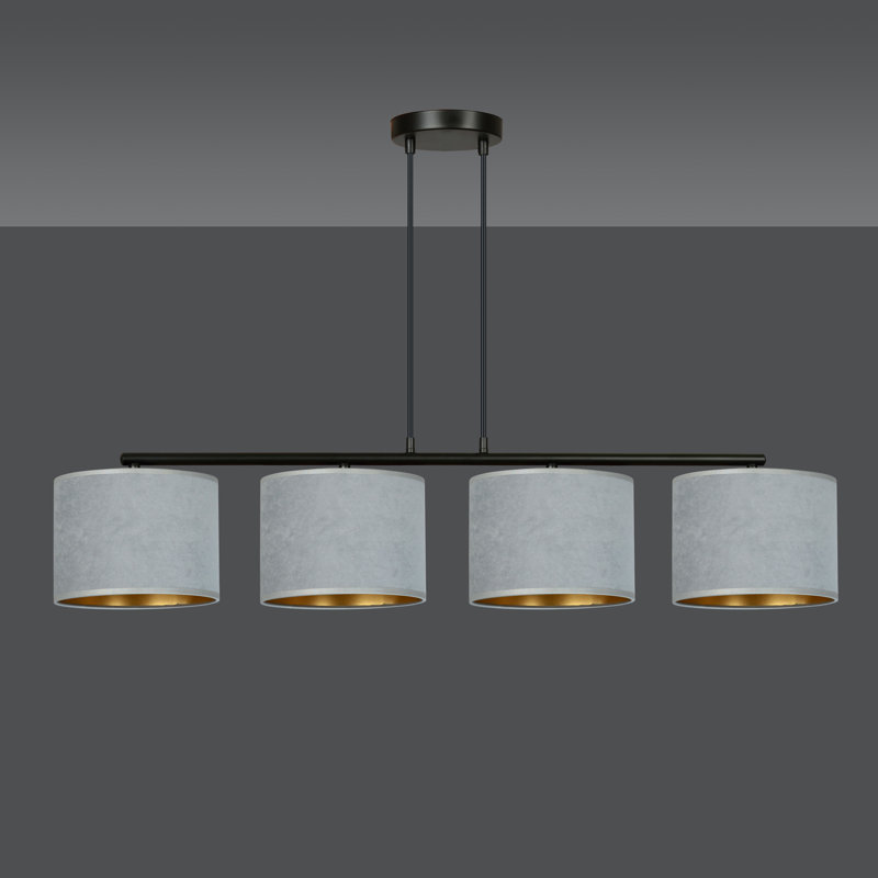 Eamie 4 - Light Kitchen Island Drum Pendant, Grey