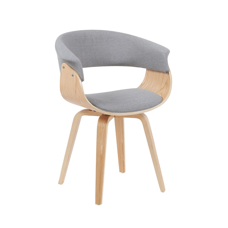 Krystyna Mid-Century Upholstered Dining Chair, Gray, Oak Wood