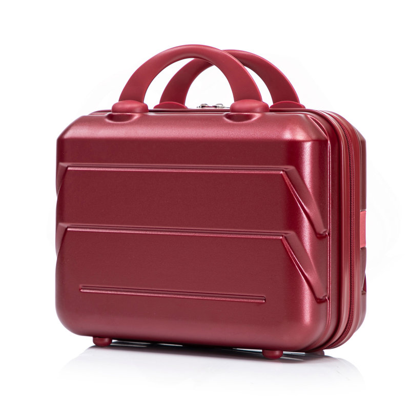14 "/ 20" 2 pièces / ensemble dans un bagage à roulettes en ABS, avec serrure à combinaison, étui à cosmétiques 14 "(vin rouge)
