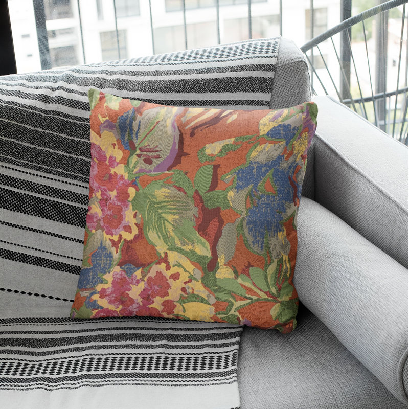Coussin floral de jardin, 22 po x 22 po
