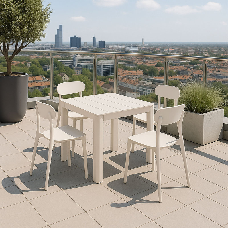Table de patio 40 po Patioflare, crème, Blanc