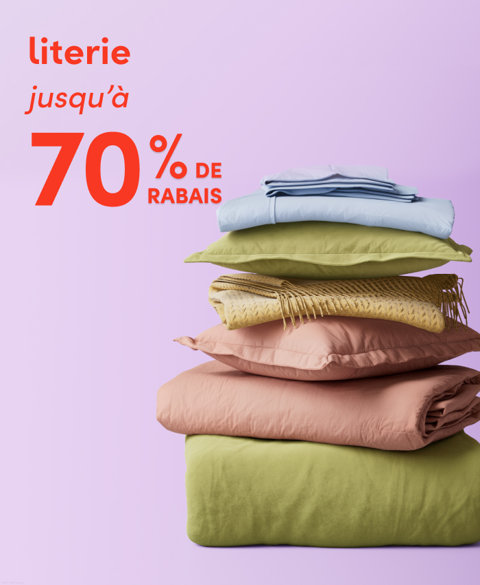 Literie jusqu'à 70 % de rabais.