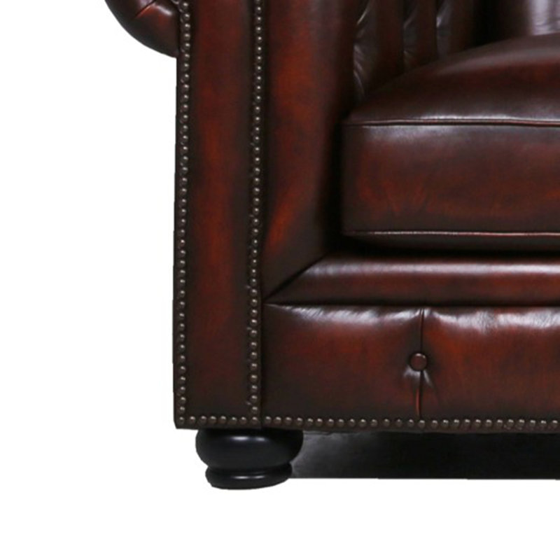 Chaise cloutée Chesterfield Traditional, Similicuir brun