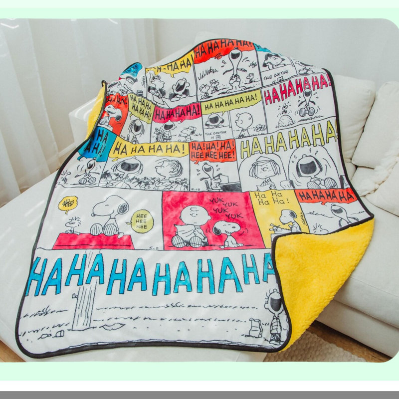 Comic Laughter Sherpa Throw Blanket - Cozy 50x60 Inch Cartoon Panels