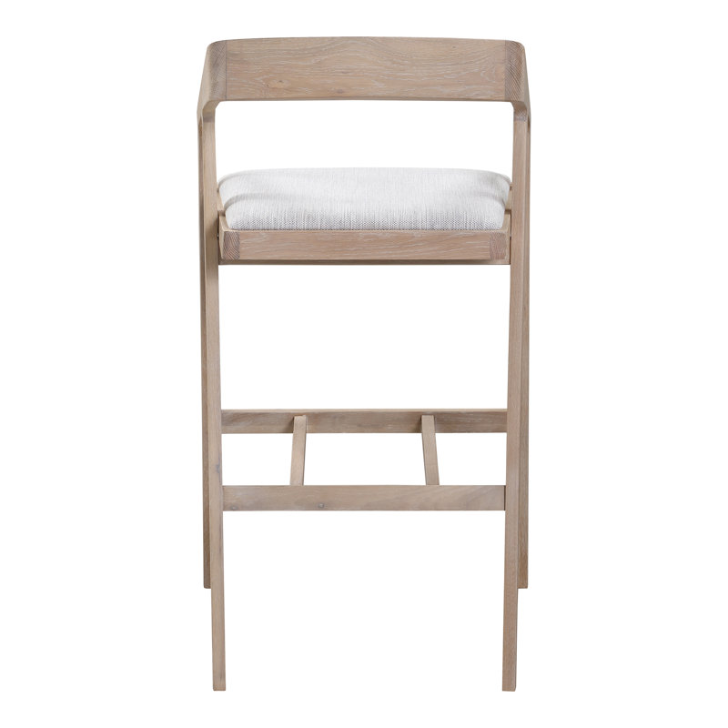 Padma 26" Bar Stool, Light Gray Faux Leather/Natural Frame, Counter Stool (25.9” Seat Height)