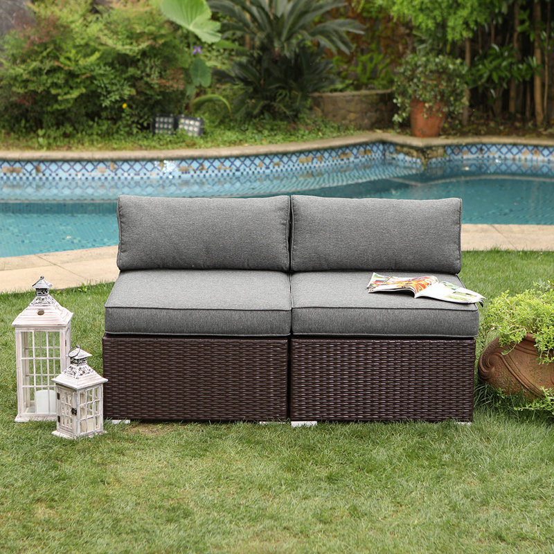 Gotthard 54'' Wide Loveseat with Cushions, Chocolate Brown, Dark Gray