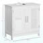 Armoire de meuble-lavabo moderne sous le comptoir avec 2 portes, armoire de salle de bain piédestal sous le lavabo, meuble-lavabo avec tablettes réglables, blanc