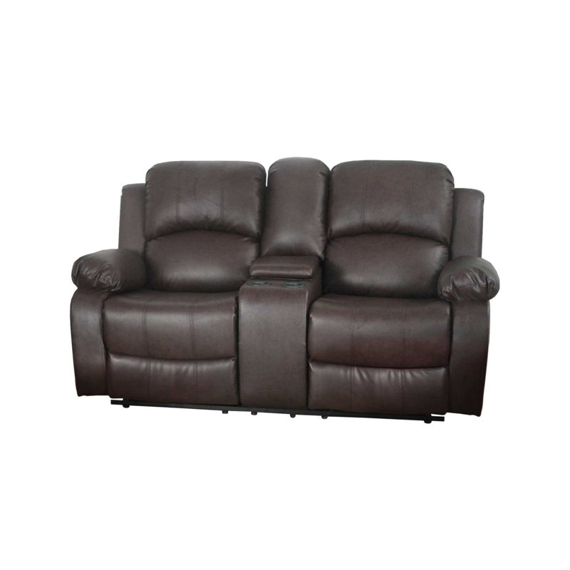 69'' Vegan Leather Pillow Top Arm Reclining Loveseat Sofa