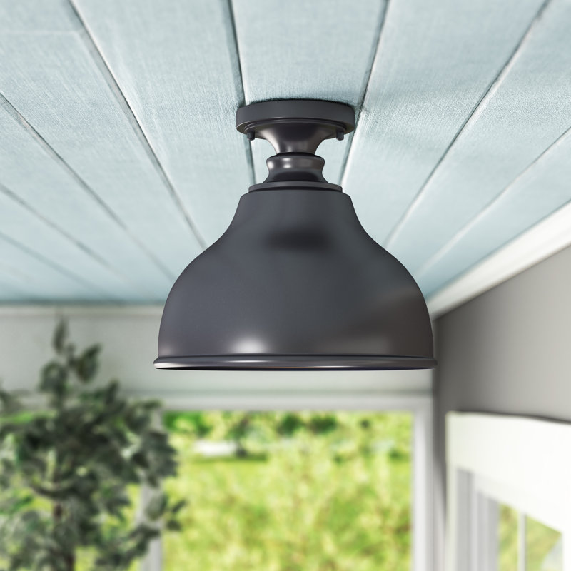 Flavin Oil Burnished Bronze And Light Gold 11'' W 1 - Bulb Outdoor Semi Flush Mount