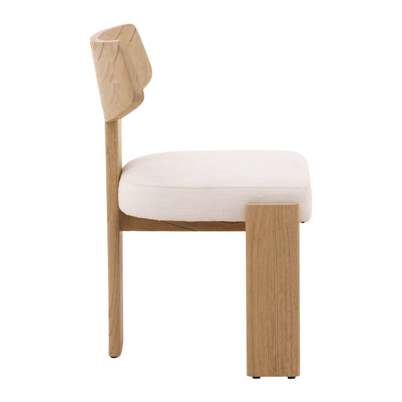 Ian Mindi Wood Upholstered Dining Chair, Cream (Set of 2)