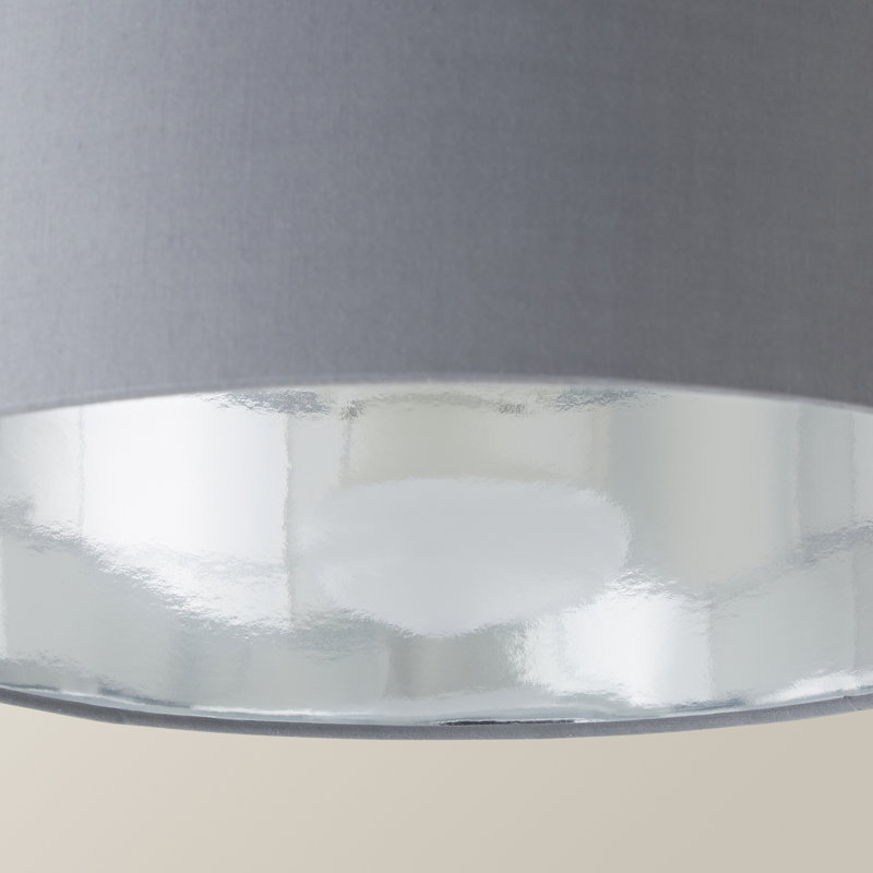 20cm H Cotton Drum Pendant Shade ( Uno ), Grey/Chrome