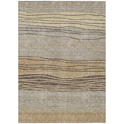 Washable Striped Indoor / Outdoor Rug