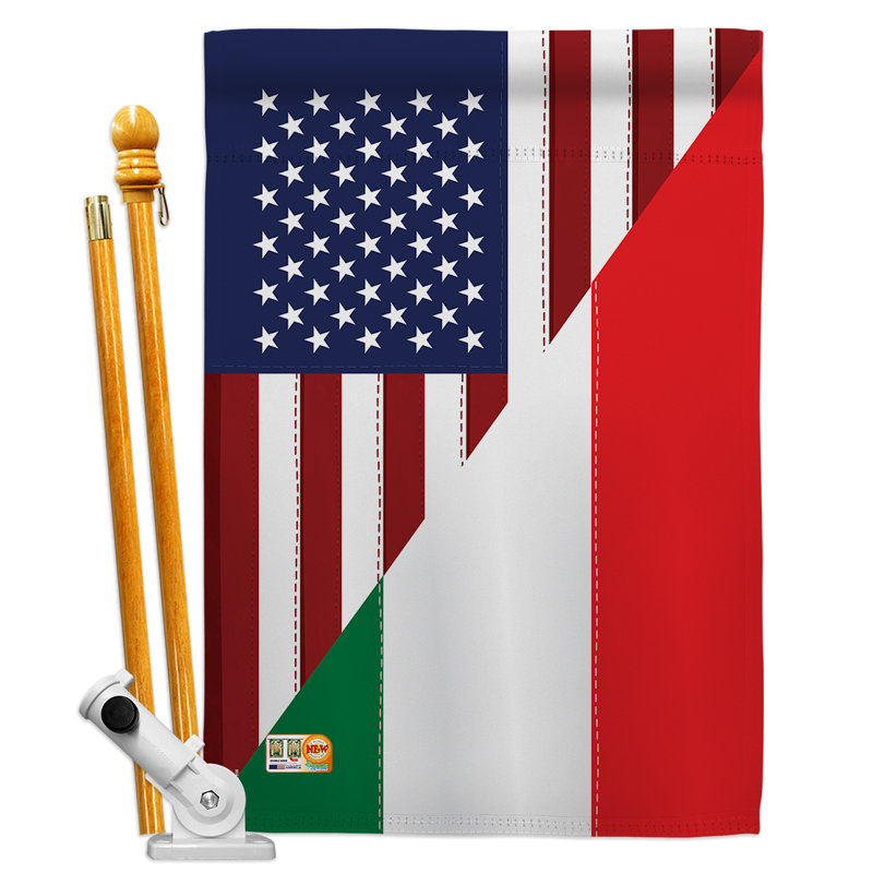 Amitié italien des états-unis en polyester à 2 côtés 40 x 28 po the world impressions ensemble de drapeau