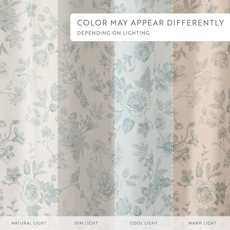 Cotton Blend Floral Shower Curtains, Blue Floral