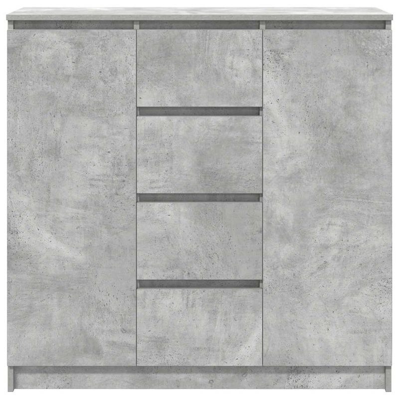 Sideboard With Drawers Engineered Wood, 98.5cm H x 100.5cm W x 35cm D, Concrete Grey