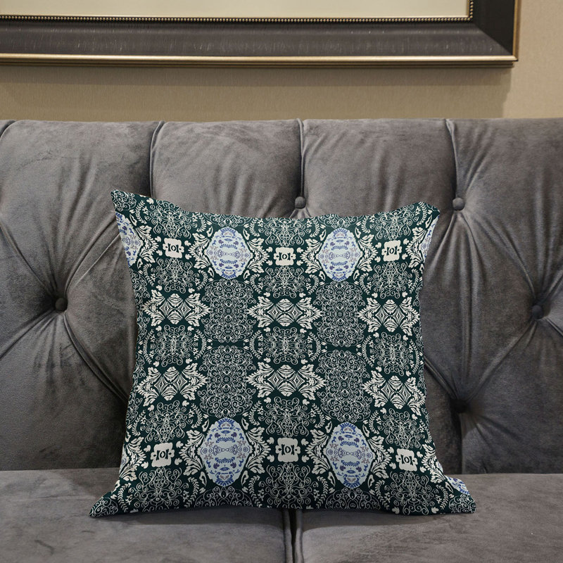Housse et insert de coussin carré en polyester intérieur / extérieur, 20 po x 20 po, Vert / beige