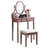 Rose Gold Vanity And Stool , Wooden - 3 Storage Compartments, Adjustable Oval Mirror, Spacious Tabletop For Makeup, Padded Upholstered Ample Cushioned Seat-404769370