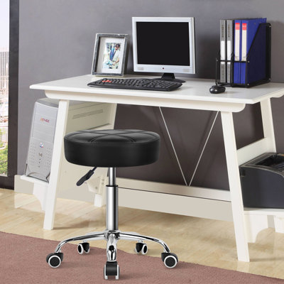 Round Adjustable Height Swivel Stool with Wheels for Office Work