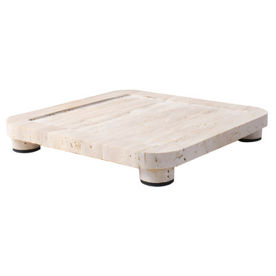 Plateau en bois naturel sculpté à la main fossile