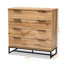 Commode 4 tiroirs Abena avec base en métal au fini noir, H 38,62 po x l 38,41 po x P 15,5 po