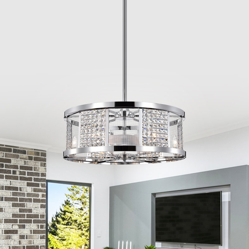 26'' Ceiling Fan with Light Kit, Chrome